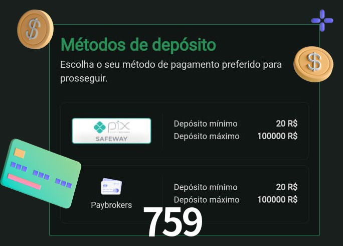 O cassino 759 oferece uma grande variedade de métodos de pagamento